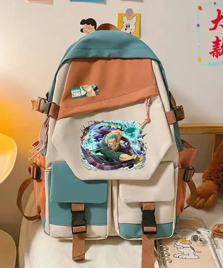anime One Piece Luffy Zoro anime backpack large capacity student school bag male campus Korean version backpack birthday gift