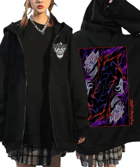 Anime Dandadan Ken Takakura Graphic Print Hooded Men women Zip Up Hoodies Oversized Sweatshirts Harajuku Male Zipper Jacket