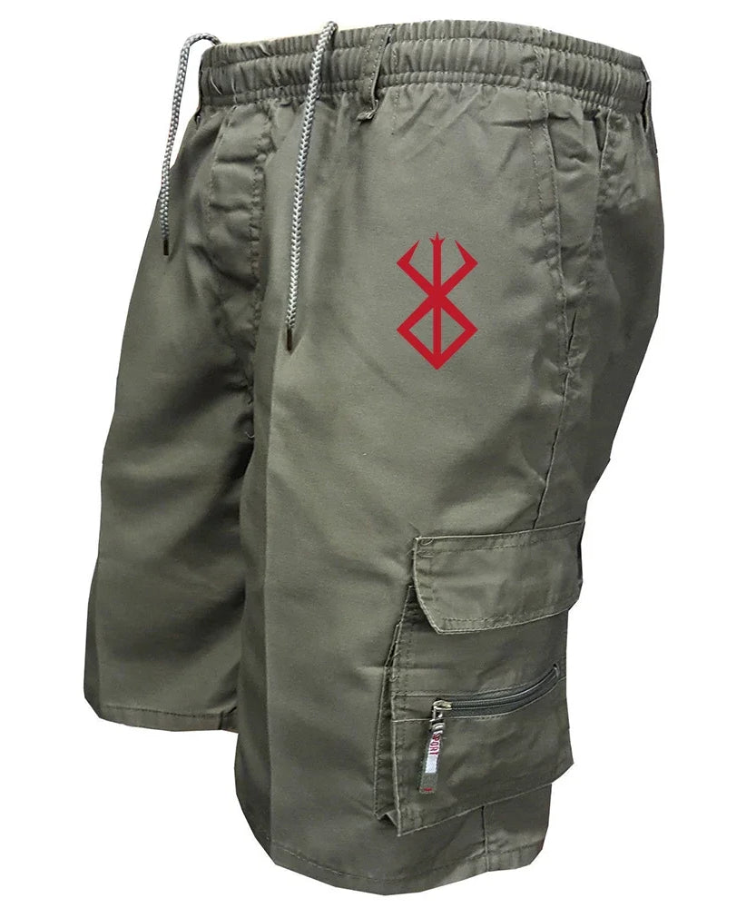 Men's Cargo Shorts Overalls Elastic Waist Cycling Shorts Outdoor Multi-pockets Loose Work Shorts Quick Dry Casual Hiking Shorts