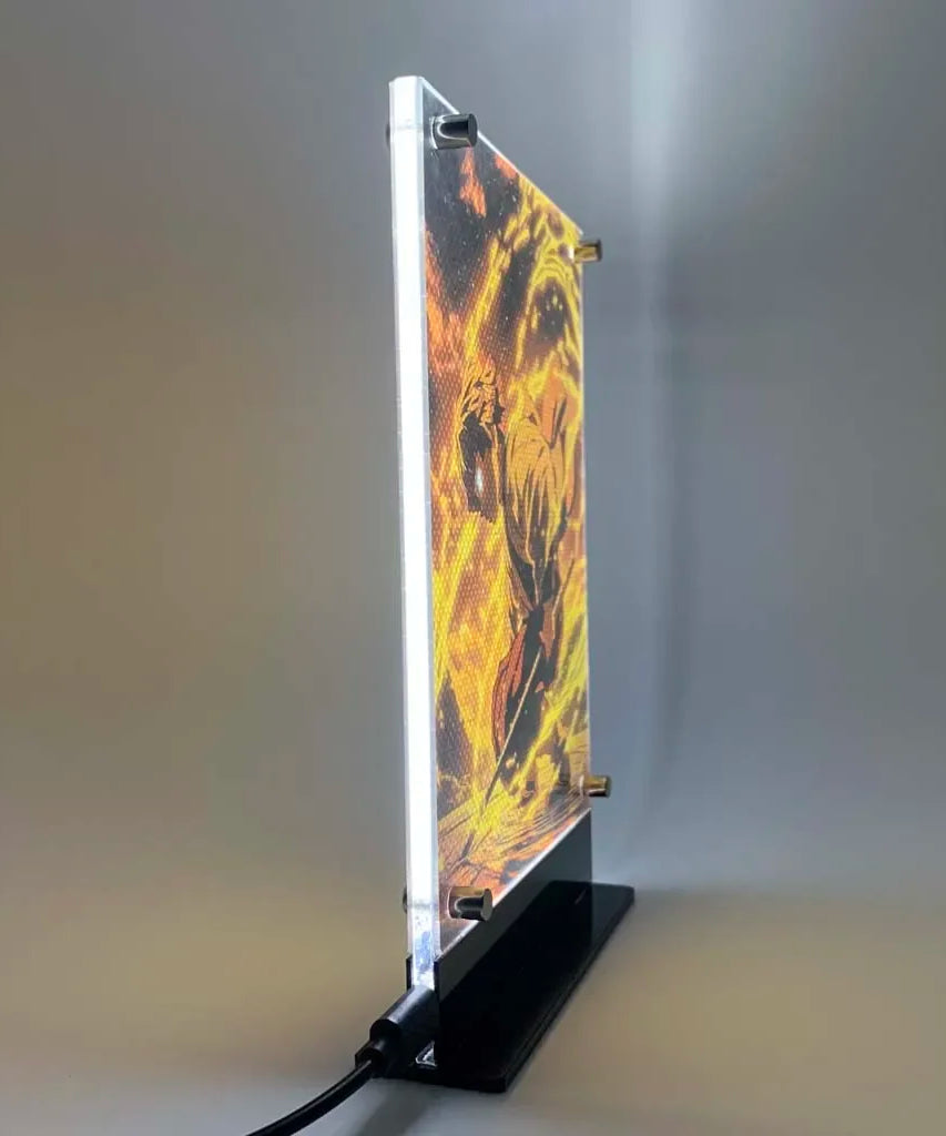 Zenitsu LED Backlit Poster – Demon Slayer Anime Night Light Sign for Bedroom or Game Setup