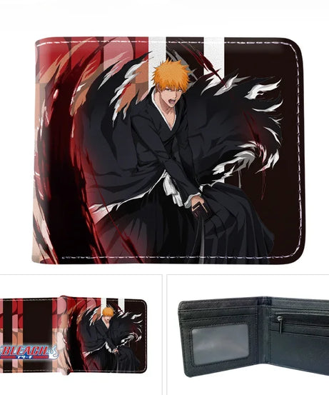 Anime Bleach Men's Short Button Wallets PU Leather Folding Purse