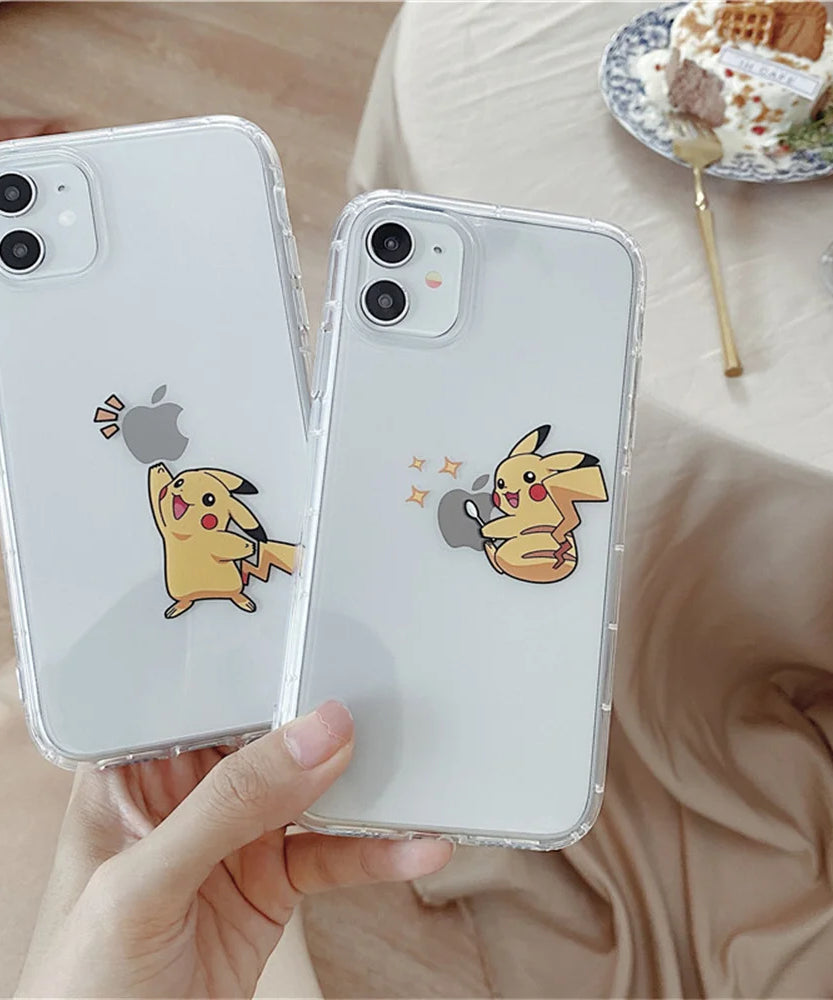 Pokemon Pikachu Phone Case for iPhone 13 12 11 14 15 Pro Max Clear Cover Case