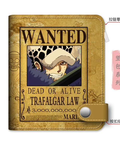 Anime One Piece Figure Wallet Luffy Purse Zoro Ace Bounty Order Skeleton Pattern Pu Kawaii Wallet Card Holder Purse