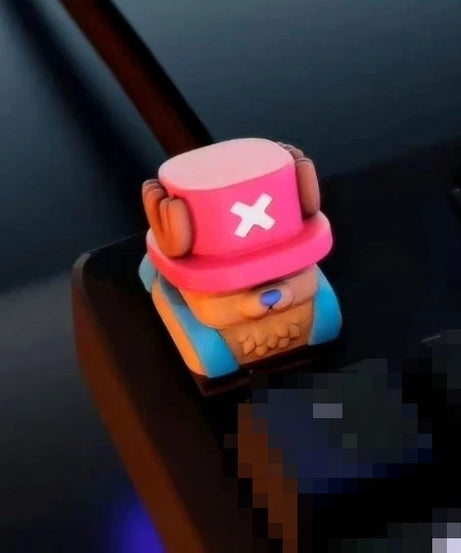 Monkey· D·Luffy cool creative personality kawaii anime peripheral cross axis universal Q version three-dimensional keyboard cap