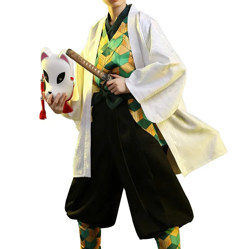 Anime Demon Slayer Sabito Cosplay Costume – Uniform, Haori & Wig Set 4