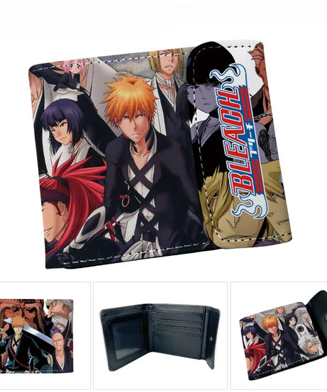 Anime Bleach Men's Short Button Wallets PU Leather Folding Purse