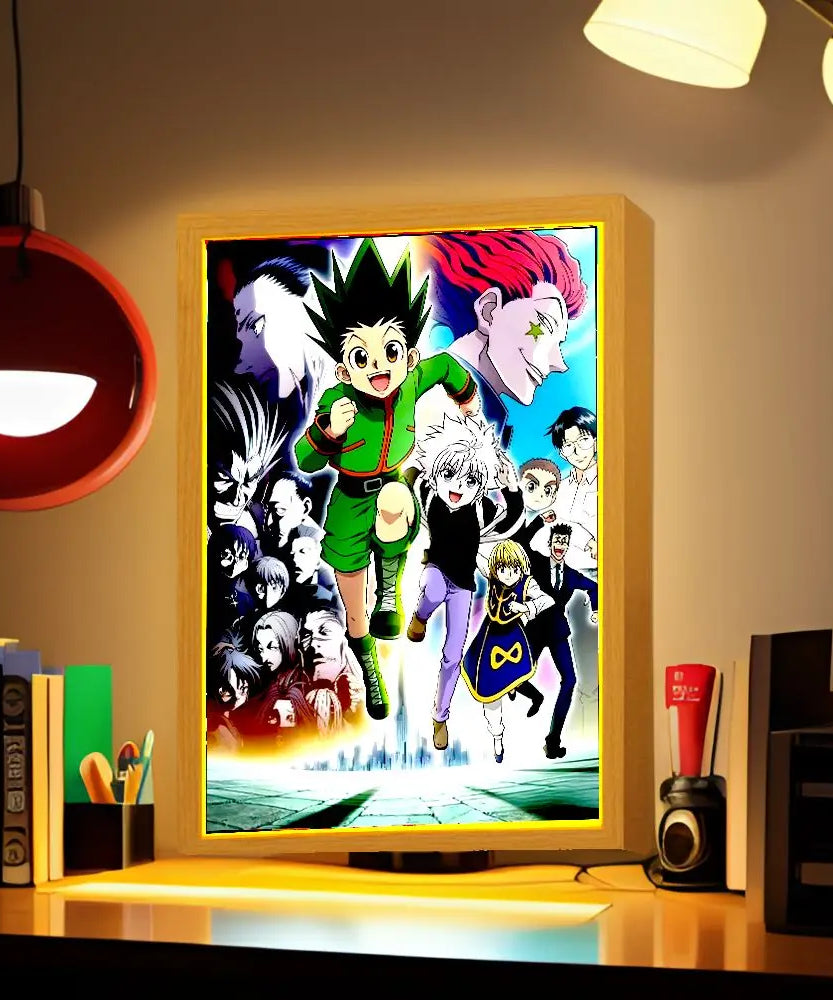Anime Figure Light Painting Picture Frame Hunter×Hunter Killua Chrollo Led Night Light Moon Lamp Bedroom Home Decor Friends Gift
