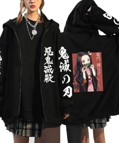 Demon Slayer Zipper Sweatshirts Zip Up Hoodie Anime Hoodies Unisex Hip Hop Streetwear Nezuko Kamado Graphic Y2K Clothes gifts