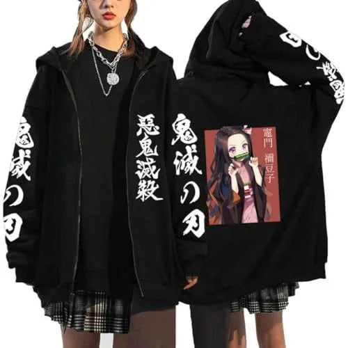 Demon Slayer Zipper Sweatshirts Zip Up Hoodie Anime Hoodies Unisex Hip Hop Streetwear Nezuko Kamado Graphic Y2K Clothes gifts