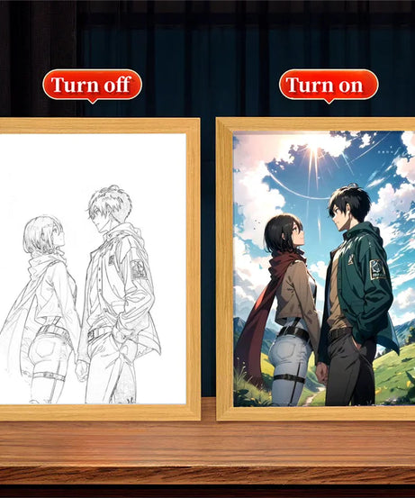 Anime Attack on Titan Night Light Painting Picture Frame Room Decor Home Wall Decorative Art For Bedroom Friends Gifts Moon Lamp