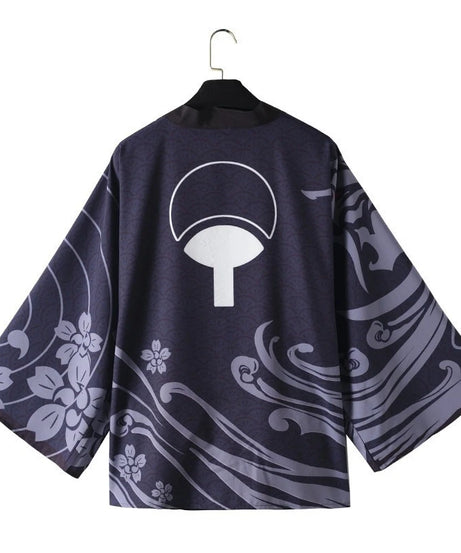 Uchiha Itachi shirt  Kimono Cardigan Print Crow Loose Blouse Shirt Haori Obi Asian Clothes Harajuku Streetwear