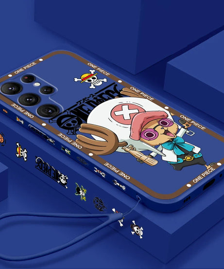 One Piece Chopper Cute Girl Liquid Left Rope For Samsung Galaxy S24 S23 S22 S21 S20 FE S10 Ultra Plus Lite 5G Cover Funda