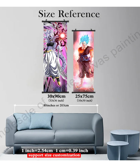 Dragon Ball Z Hanging Canvas Scroll – Goku, Vegeta & Frieza Anime Wall Art