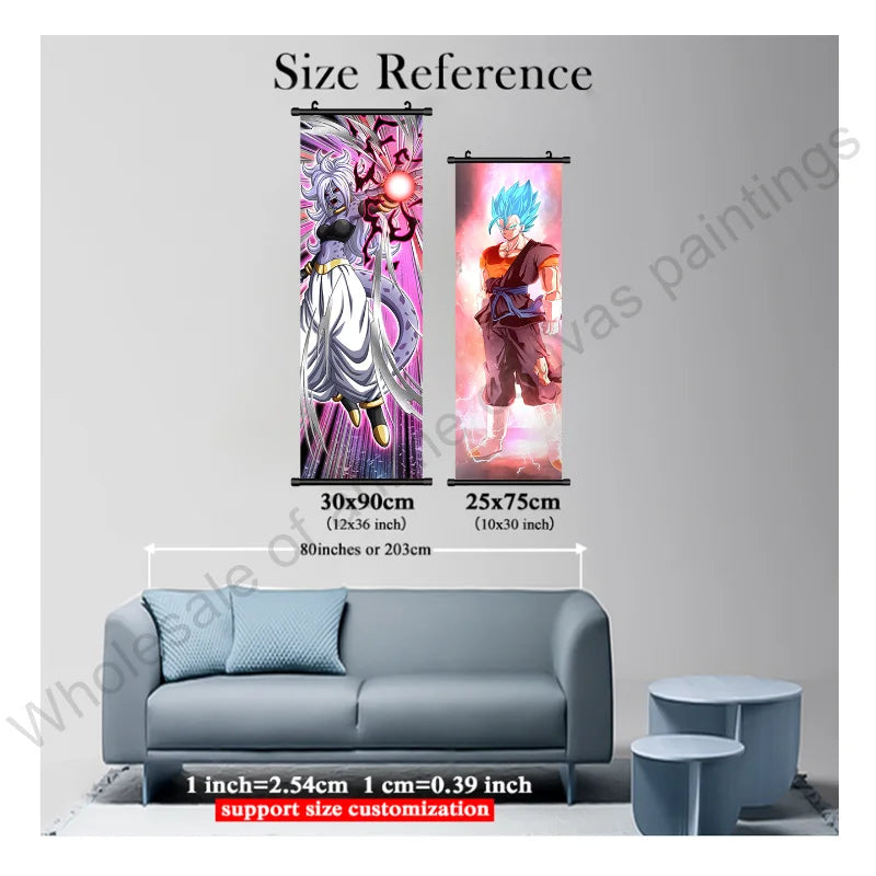 Dragon Ball Z Hanging Canvas Scroll – Goku, Vegeta & Frieza Anime Wall Art