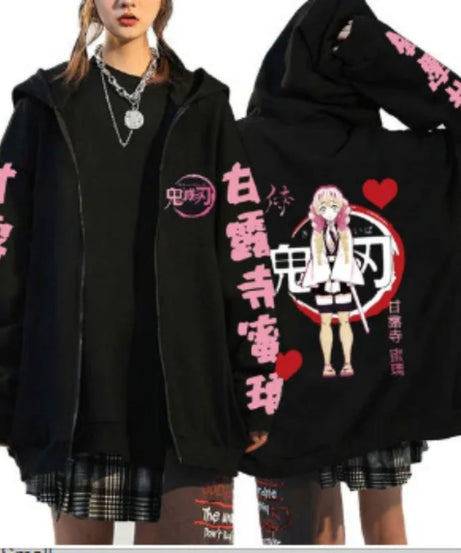 Demon Slayer Zipper Sweatshirts Zip Up Hoodie Anime Hoodies Unisex Hip Hop Streetwear Nezuko Kamado Graphic Y2K Clothes gifts