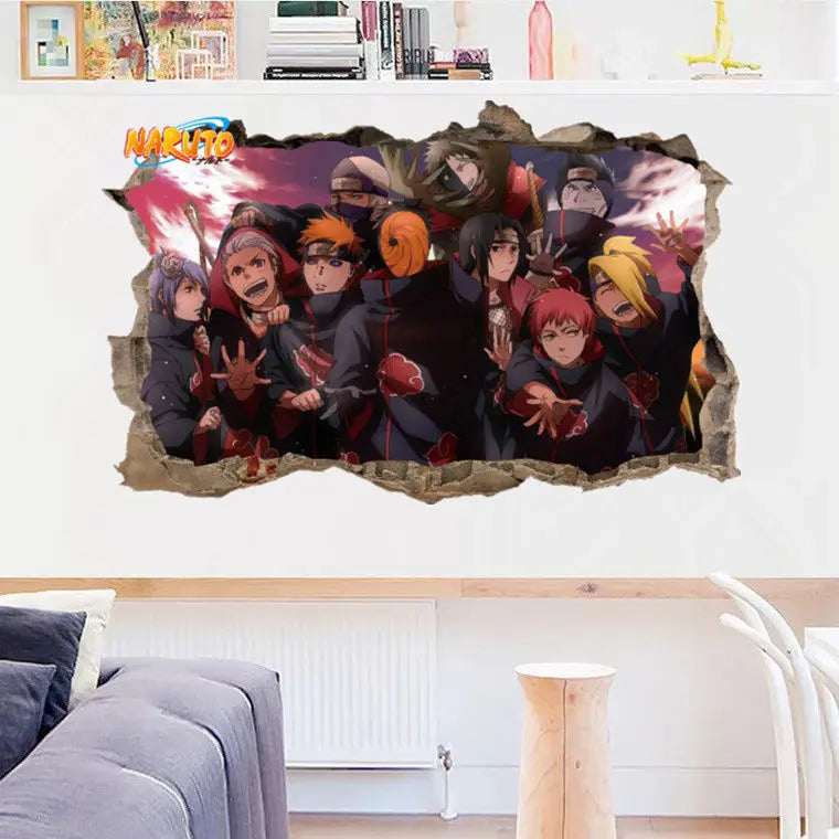 Naruto 3D Stereoscopic Wall Sticker Personality Naruto Student Dormitory Poster Wallpaper Self Adhesive Interior Decoration