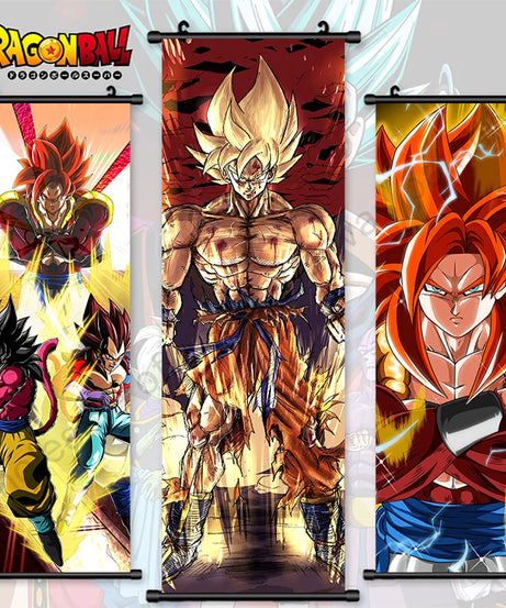 Dragon Ball Z Hanging Canvas Scroll – Goku, Vegeta & Frieza Anime Wall Art