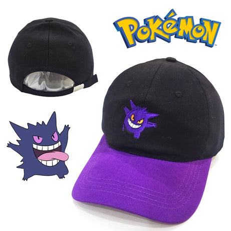 Pokemon Gengar Men's and Women's Adjustable Baseball Caps - Casual Anime Embroidered Cartoon Cotton Sun Hats for Adults - Unisex Visor Hats