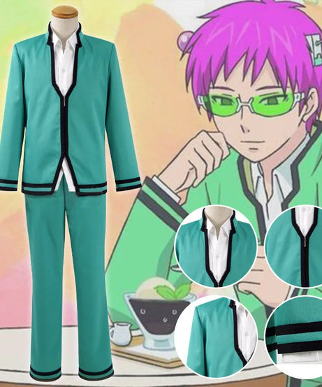 Saiki Kusuo Cosplay Set - Wig, Kostum, dan Aksesoris