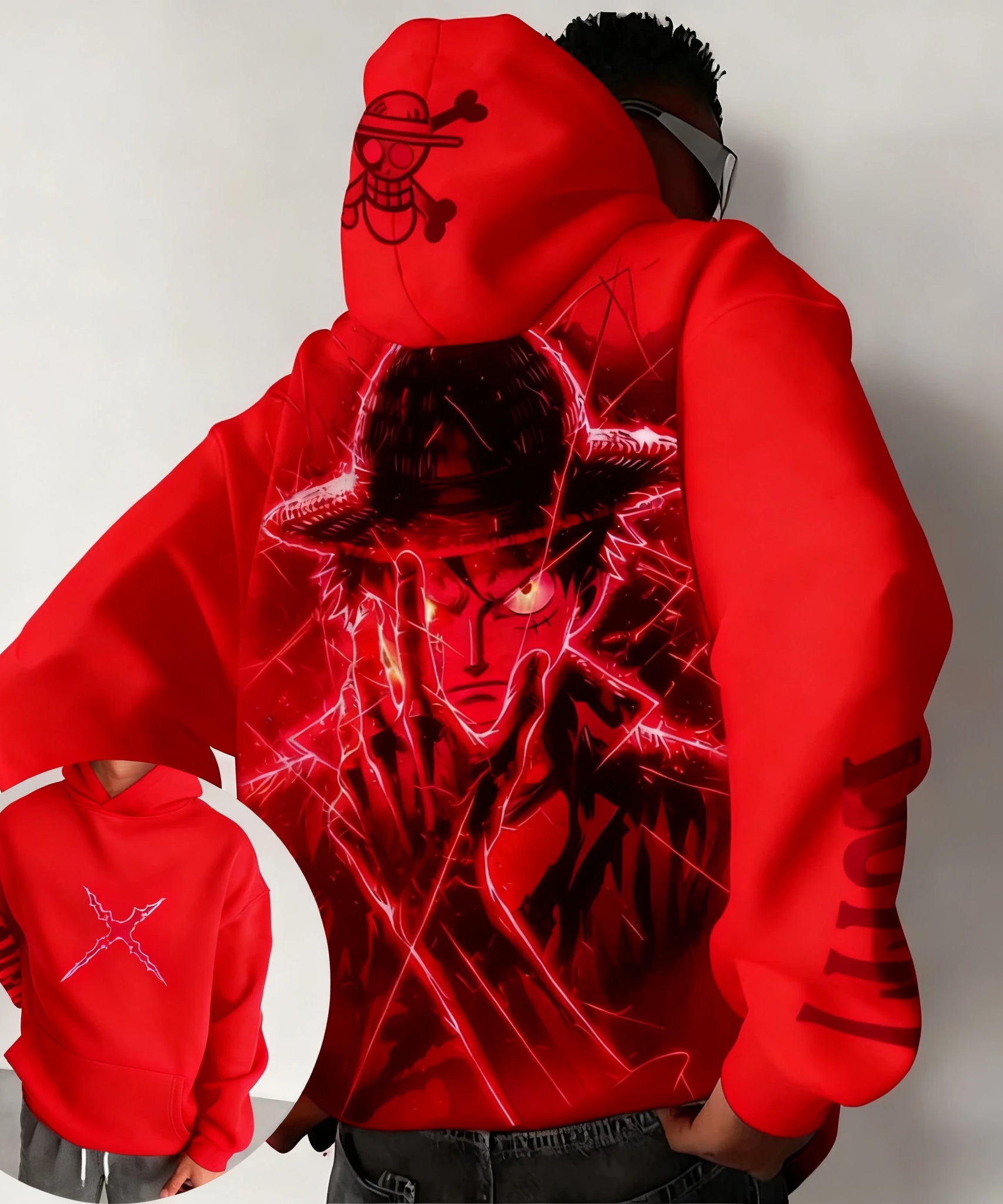 One Piece Luffy Autumn/Winter New Hoodie Men's Street Anime Printed Loose Casual American Hip Hop Parent Child Sweater Top