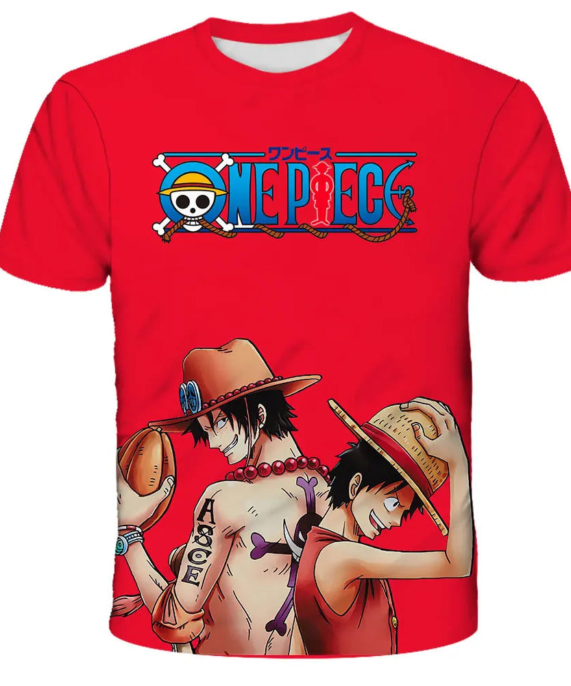 Hot Selling One Piece 3D Printing Fashion Children's Anime Luffy Men's Clothing Children's Boys' T-shirt Summer Short Sleeved