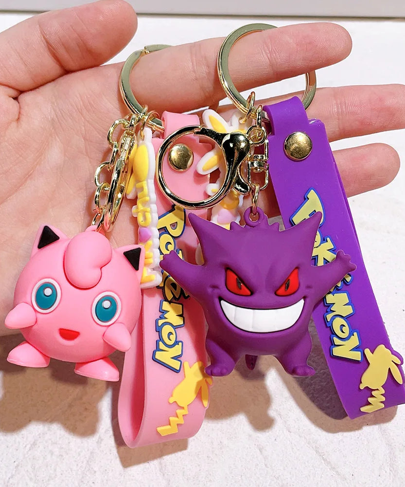 Pocket Monster Pikachu Anime PVC Doll Keychain Pendant Bag Accessories Action Toy Doll Psyduck Charizard Children's Gift