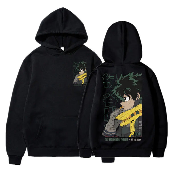 My Hero Academia Deku Izuku Midoriya Vintage Anime Hoodie – Casual Oversized Fleece Sweatshirt
