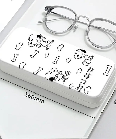 Snoopy Girl Korean Fresh Student Cute Disney Fashion Simple Anti-fall Portable Anti-Stress Folding Glasses Case