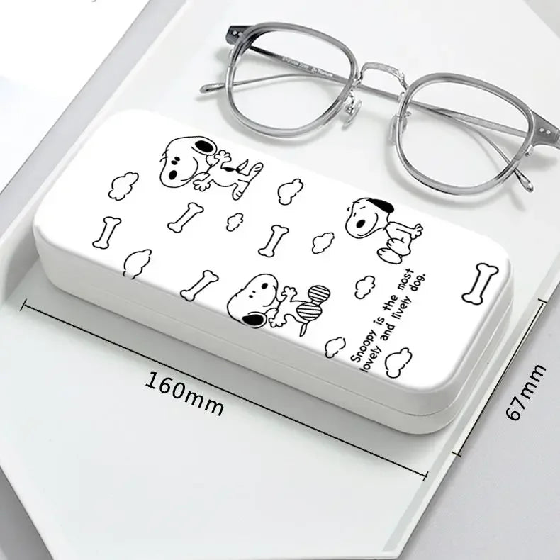 Snoopy Girl Korean Fresh Student Cute Disney Fashion Simple Anti-fall Portable Anti-Stress Folding Glasses Case