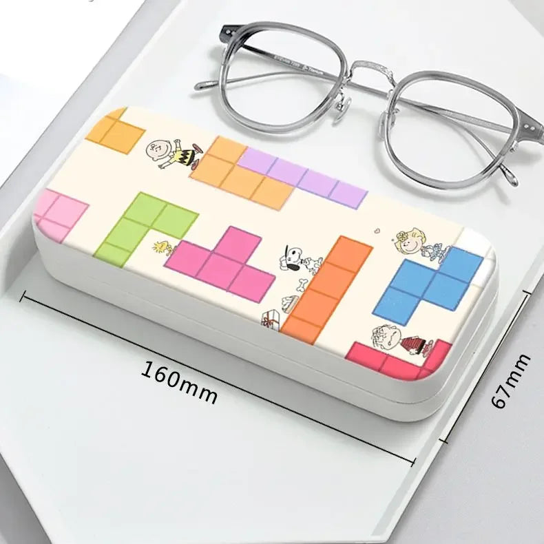 Snoopy Girl Korean Fresh Student Cute Disney Fashion Simple Anti-fall Portable Anti-Stress Folding Glasses Case