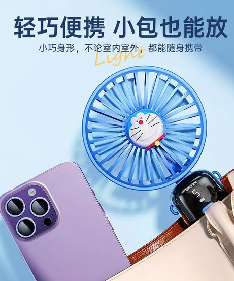 Doraemon Portable USB Fan – Foldable & Silent Cartoon Neck Fan for Students & Gifts