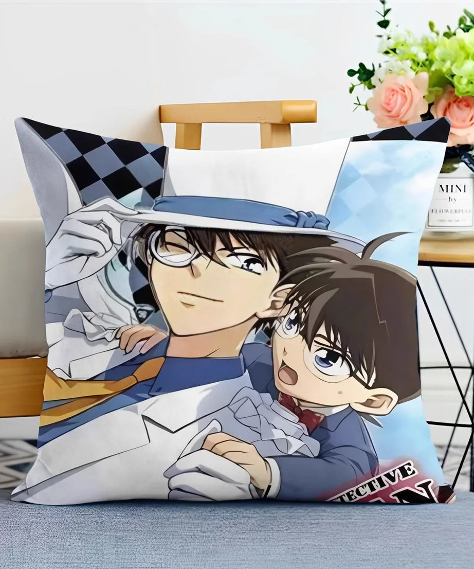 Detective Conan Pillowcase – Soft Anime Cushion Cover with Zipper for Sofa & Bedroom Decor