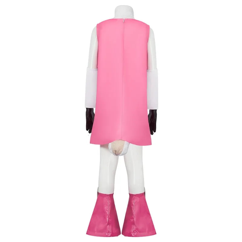 One Piece Anime Dr. Vegapunk Number 05 Clone Cosplay Costume Pink Dress with Foot Cover Cute Kawaii Halloween Outfit