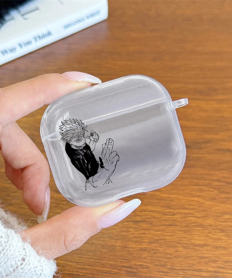 Anime Gojo Satoru Transparent Case for Airpods Pro 3 2 1  4 Cute Japanese Airpod Cases TPU Earphone Cover