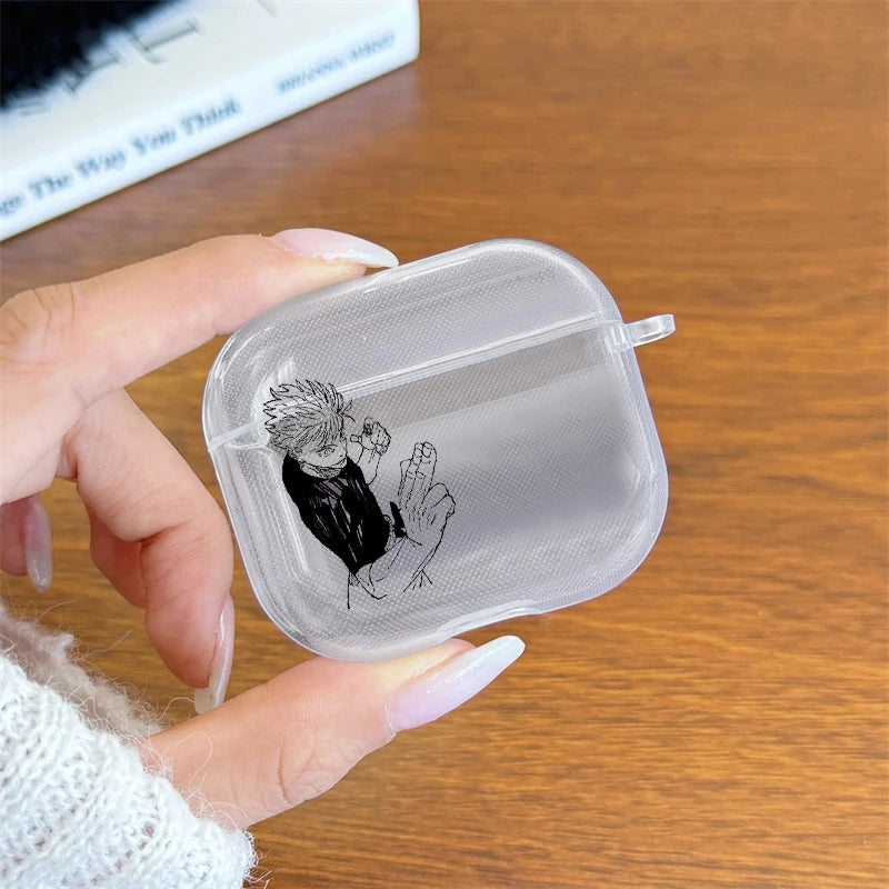 Anime Gojo Satoru Transparent Case for Airpods Pro 3 2 1  4 Cute Japanese Airpod Cases TPU Earphone Cover