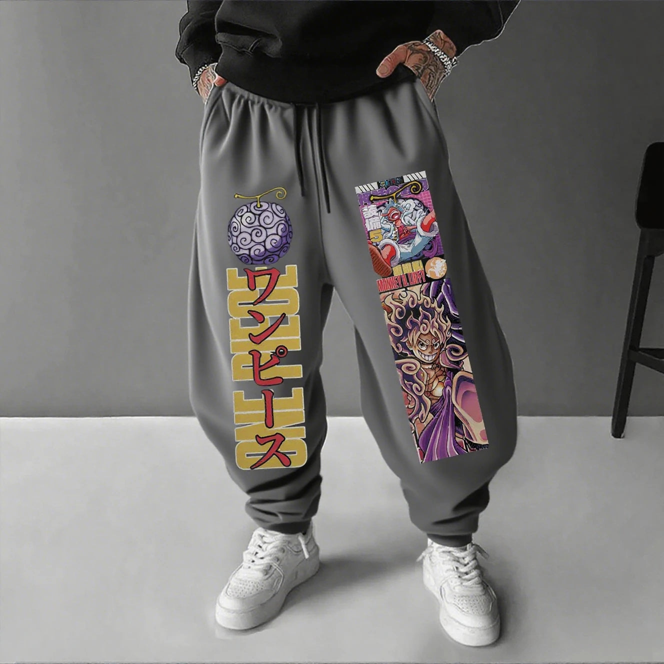 One Piece Luffy Men's Sweatpants Anime Print Joggers Trousers Streetwear Casual Pants Hip Hop Track Pants Autumn Winter Fashion