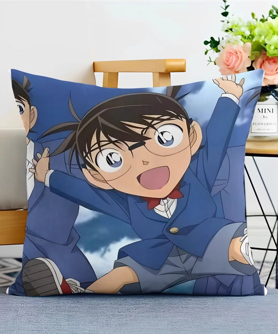 Detective Conan Pillowcase – Soft Anime Cushion Cover with Zipper for Sofa & Bedroom Decor