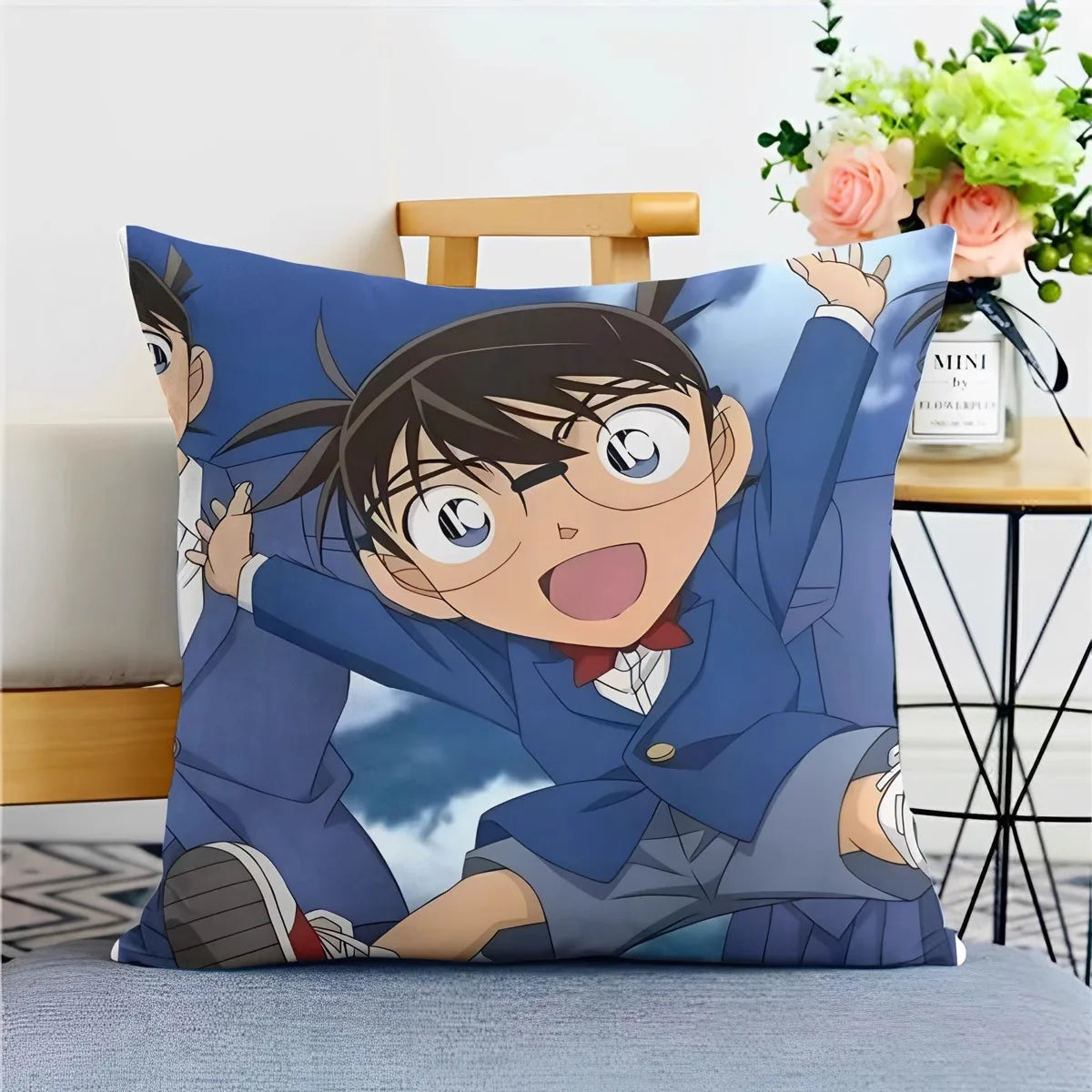 Detective Conan Pillowcase – Soft Anime Cushion Cover with Zipper for Sofa & Bedroom Decor