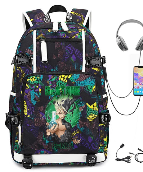 Dr. Stone Anime Backpack – Large Capacity Student & Travel Bag