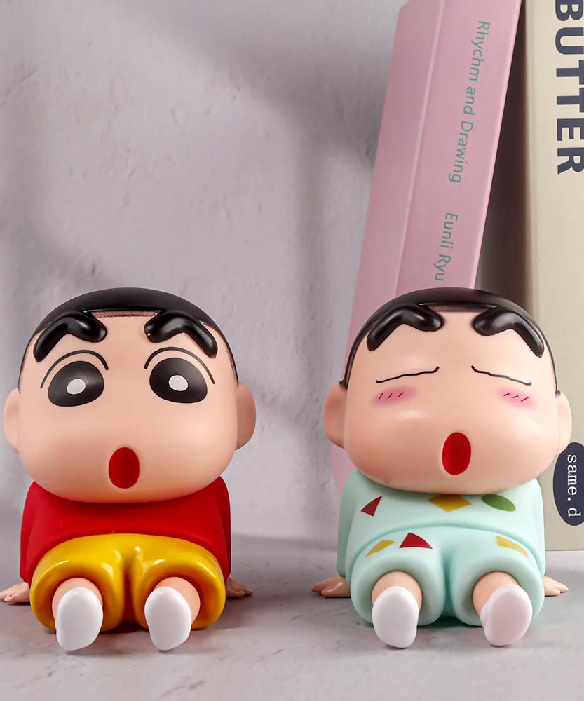 Crayon Shin-Chan Phone Holder Kawaii Anime Desktop Ornaments  Watching TV Phone Support Cute Doll Decorations toy Gifts