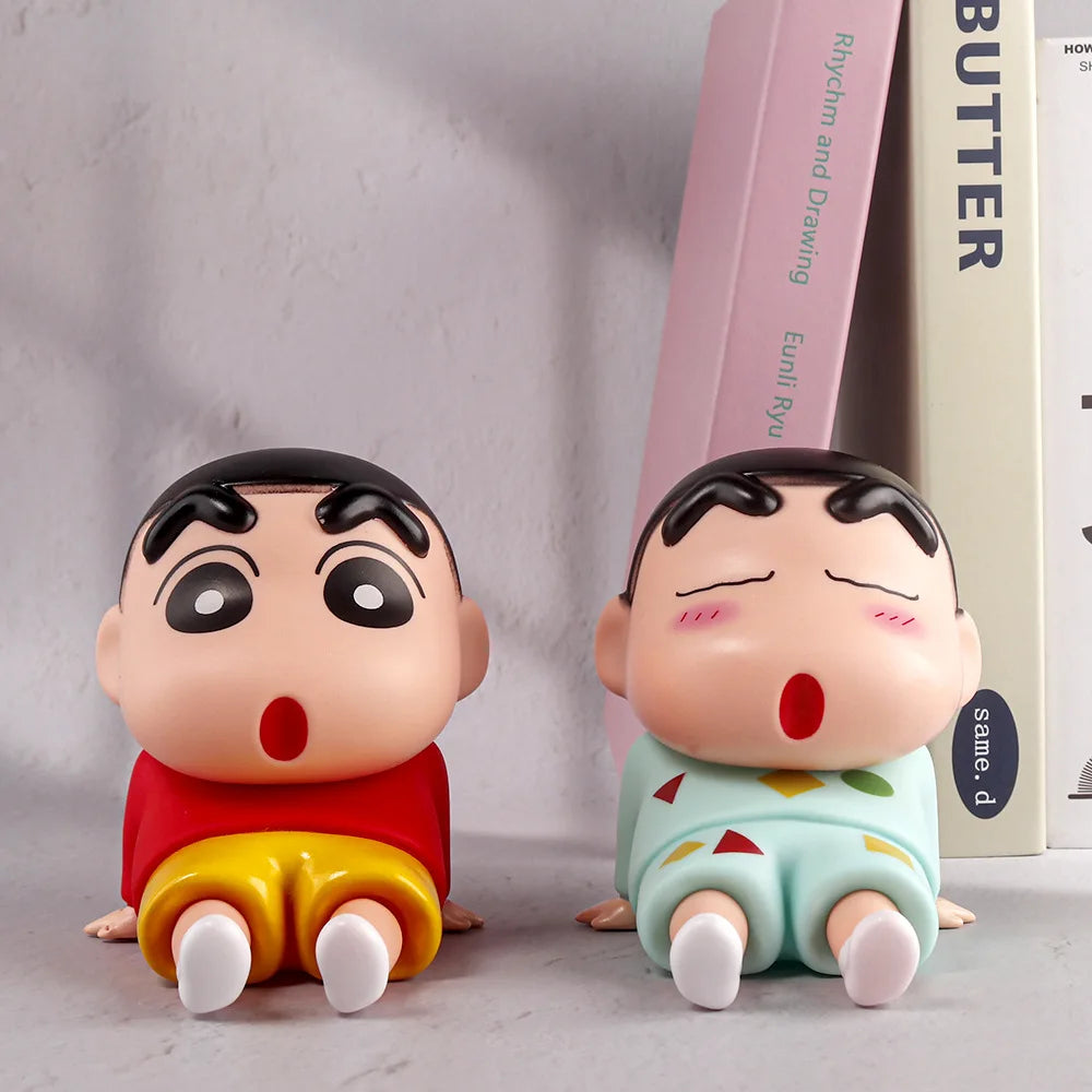 Crayon Shin-Chan Phone Holder Kawaii Anime Desktop Ornaments  Watching TV Phone Support Cute Doll Decorations toy Gifts