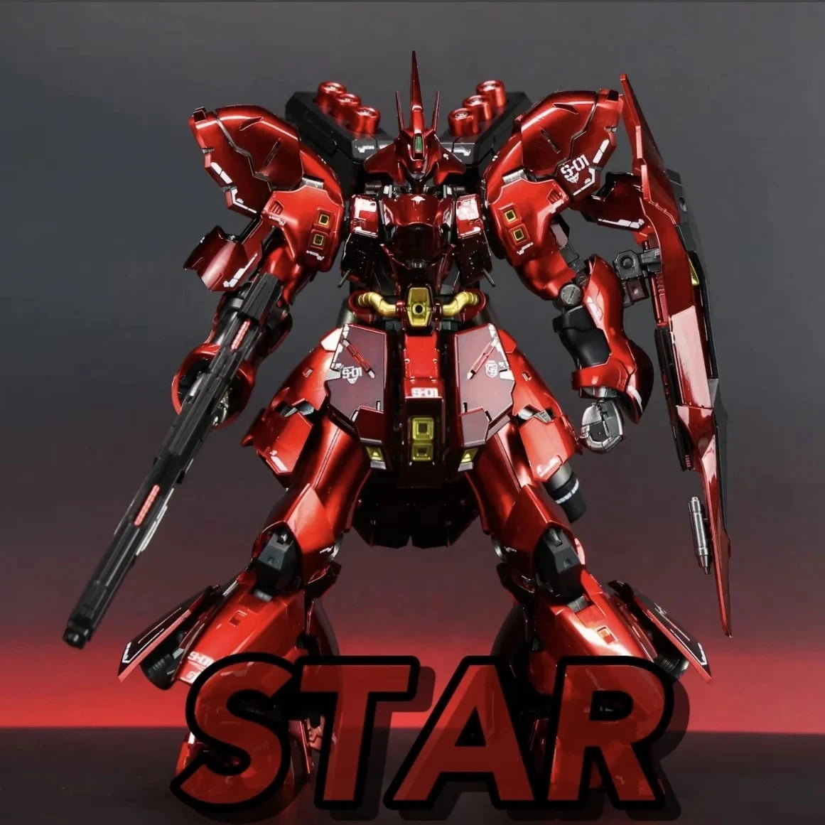 Sazabi Assembly Model Kit RG 1/144 Action Figure Sheet Metal Spray Pseudo Electroplating Red Desktop Decor Toy Gift
