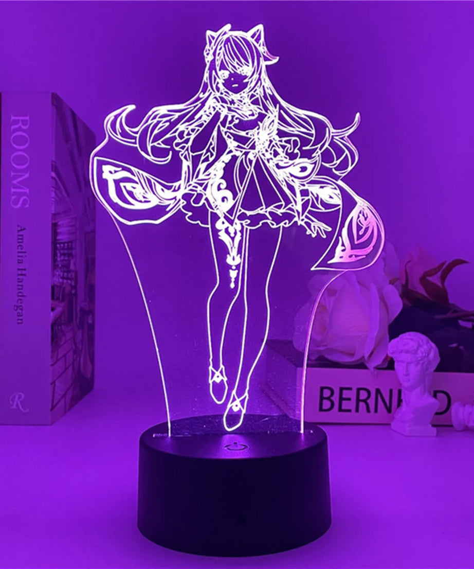 Newly Genshin Impact Night Light Yae Miko Game Figures Acrylic Stand Model 3D Table Lamp Kids Git Acrylic Bedside lamp
