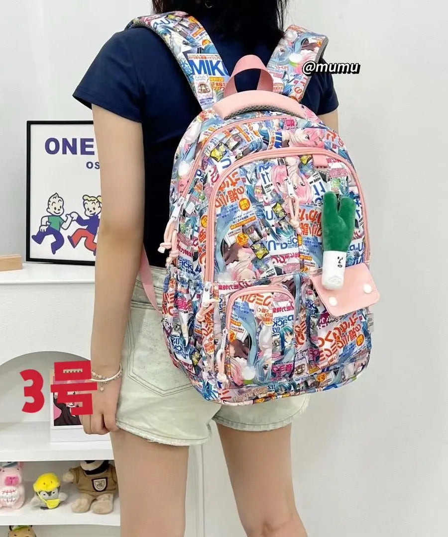Hatsune Miku New Bag Junior High Student Large Capacity High School Student Girls Middle School Backpack Holiday Gift
