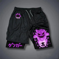 Pokémon Anime Double Layer Shorts – Premium Mesh Breathable Sports Shorts for Men