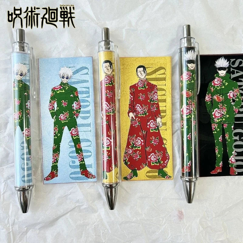 Hot Sales 3 PCS Jujutsu Kaisen Satoru Gojo Fushiguro Megumi Gel Pen Signature Pen Anime Peripheral Student Ballpoint Pen 0.5