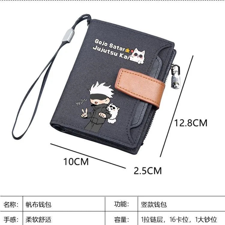 Anime Jujutsu Kaisen Gojo Satoru Folding Wallet – Bifold Card Holder & Coin Purse 2
