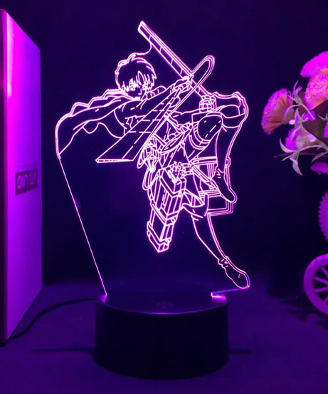 Anime 3D Lamp Attack on Titan Acrylic Luminous Stand Mikasa Ackerman Eren Yeager Action Figure For Kids Children Gifts