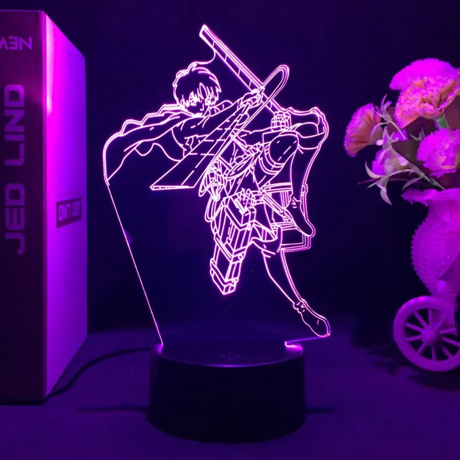 Anime 3D Lamp Attack on Titan Acrylic Luminous Stand Mikasa Ackerman Eren Yeager Action Figure For Kids Children Gifts