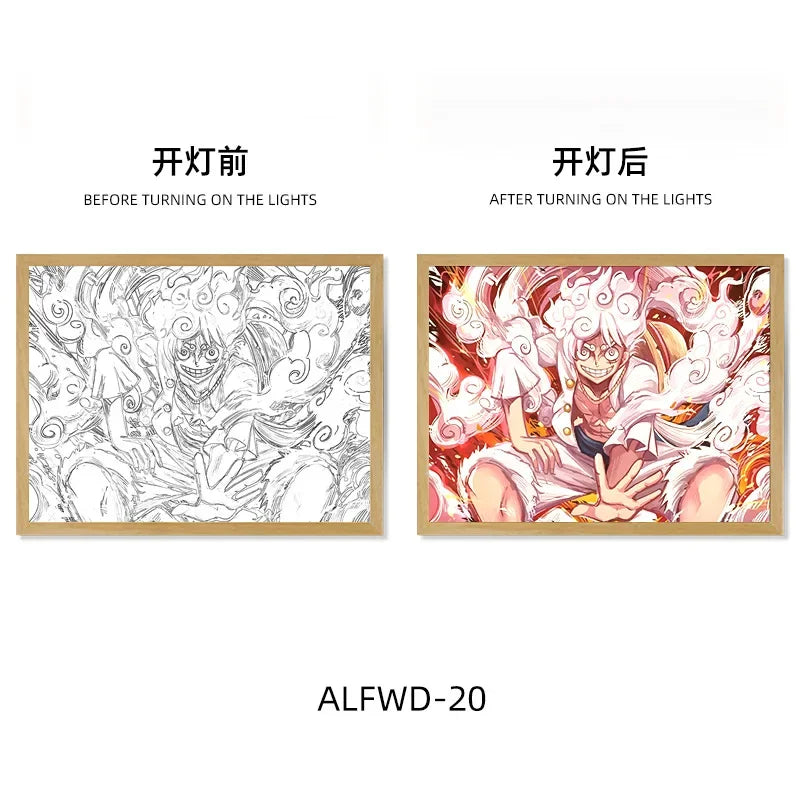 Sun God Nika Luffy Light-Up Frame – One Piece LED Desktop Decor